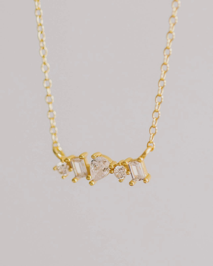 Coast and Cove - Gold Crystal Bar Necklace