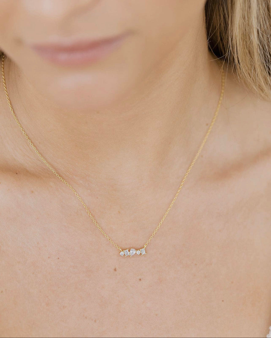 Coast and Cove - Gold Crystal Bar Necklace
