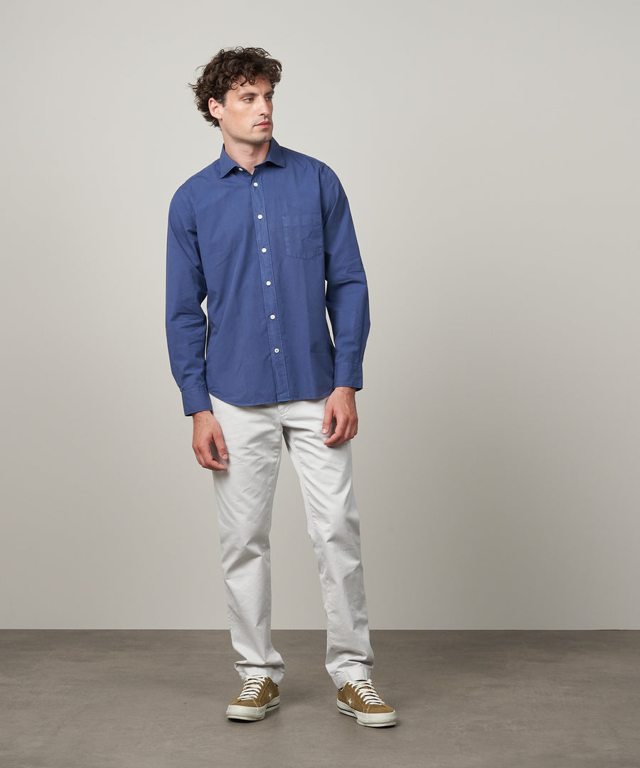 Hartford Denim Blue Twill Paul Shirt