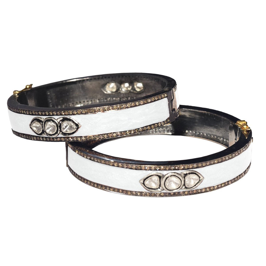 S Carter Plain White Enamel Bangle