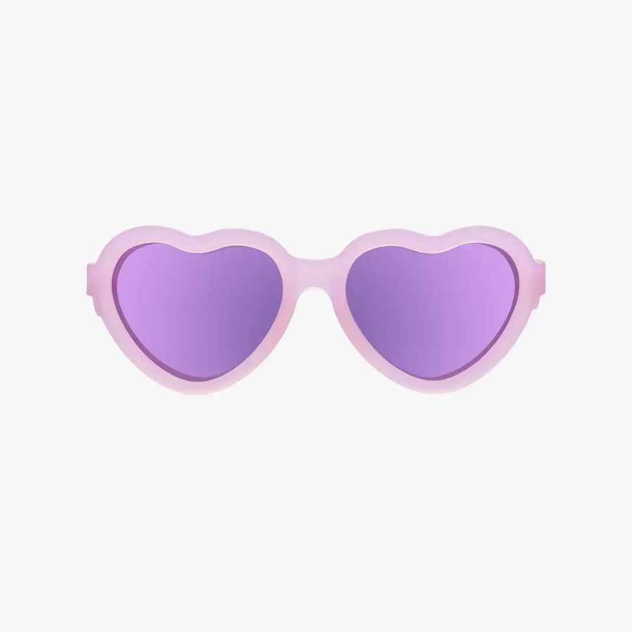 Babiators - Polarized Heart Sunglasses: Ages 6+ / Frosted Pink | Purple Mirrored Lens