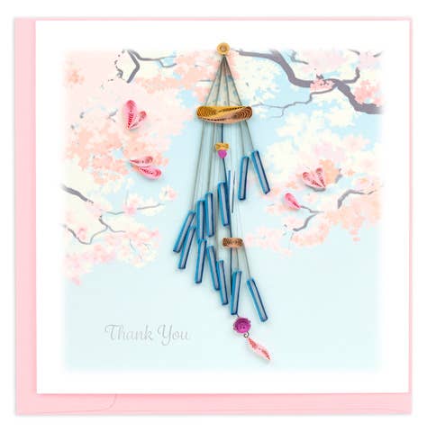 Quilling Card - Quilled Thank You Spiral Wind Chime Greeting Card