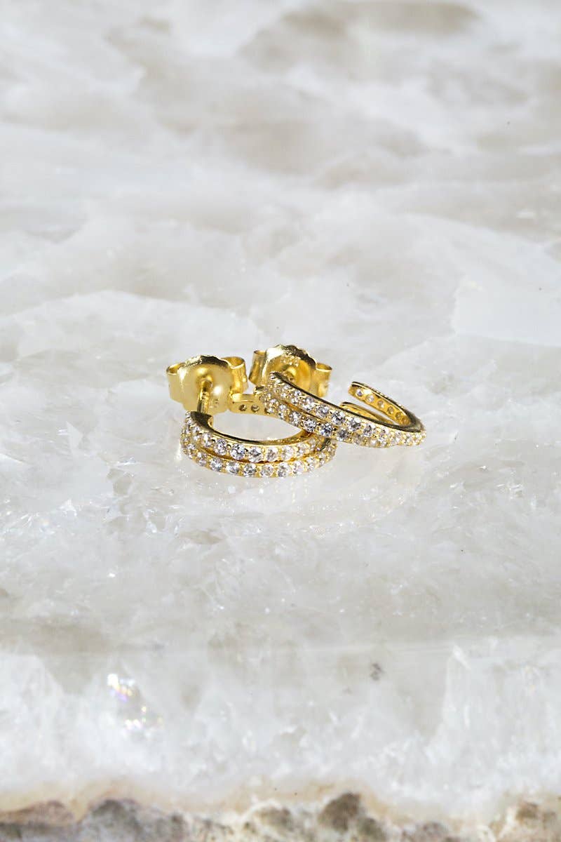 Native Gem - EVIL TWIN huggie in 14K gold vermeil