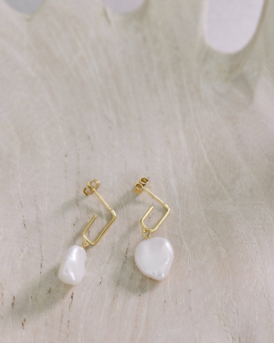 Coast and Cove - Mother of Pearl Gold Drop Earrings