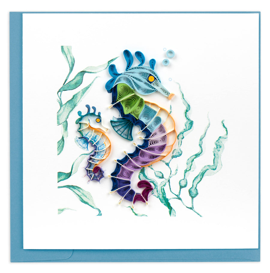Quilling Card - Quilled Colorful Seahorse Greeting Card