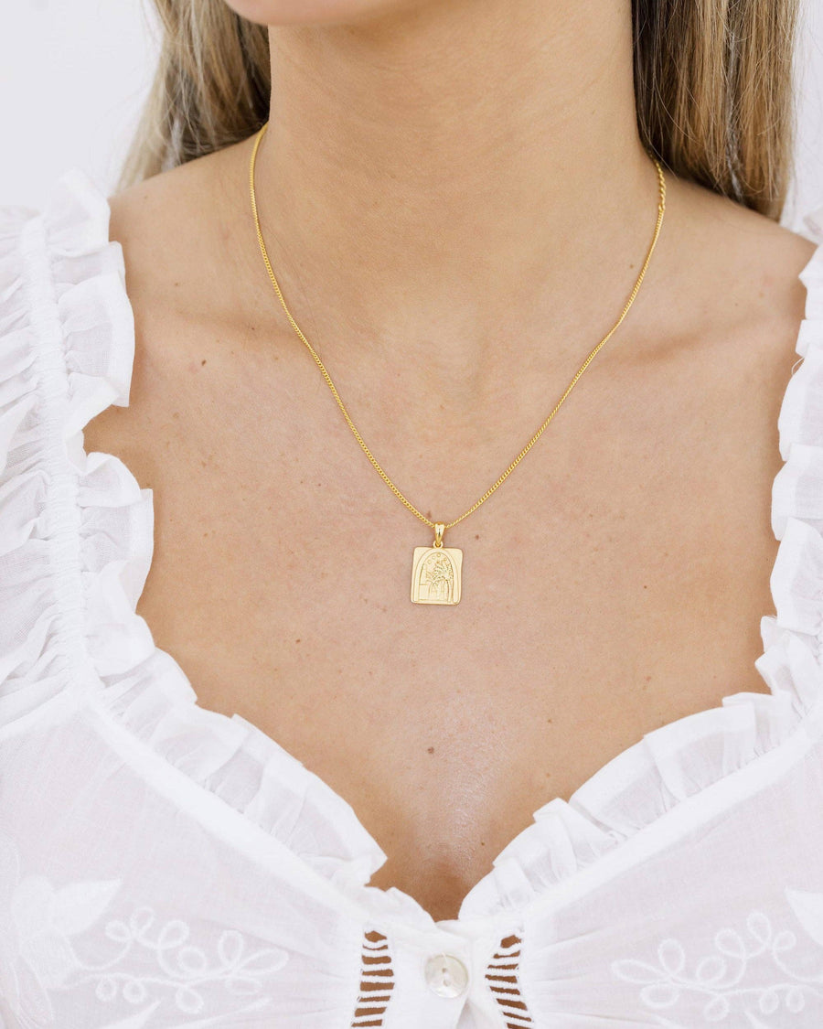 Coast and Cove - Gold Palm Pendant Necklace